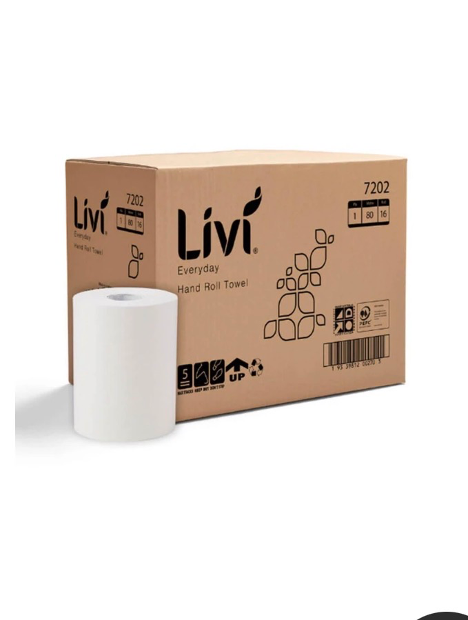 LIVI Hand Roll Towel 1 Ply X 80M (16rolls/ctn)